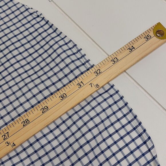 Peter Millar Crown Soft Men's Large Button Down Silk Blend Shirt Blue Checkered - Picture 10 of 10